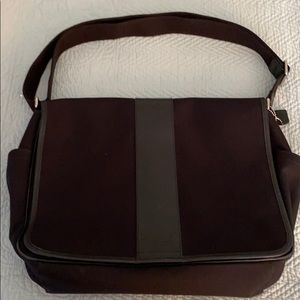 Gently Used Black Nylon and Leather Messenger Bag